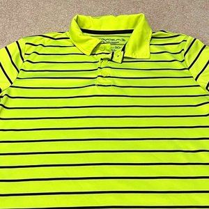 ZeroXposur Boys Neon Green Striped Polo Shirt - Size Youth Medium
